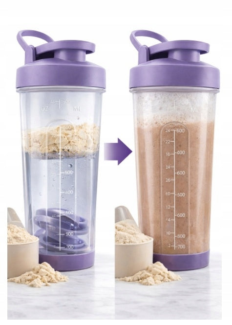 SHAKER WATER BOTTLE SEALED FOR PROTEIN CONDITIONERS FOR GYM PURPLE 760ML Brand no brand
