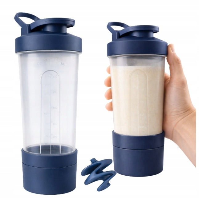 SHAKER WATER BOTTLE SEALED FOR PROTEIN GYM CONDITIONERS NAVY BLUE 600ML