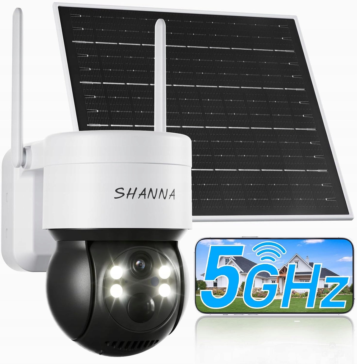 SHANNA 2K 4MP PTZ 360 WiFi Camera 5G 2.4G Solar AI IP66