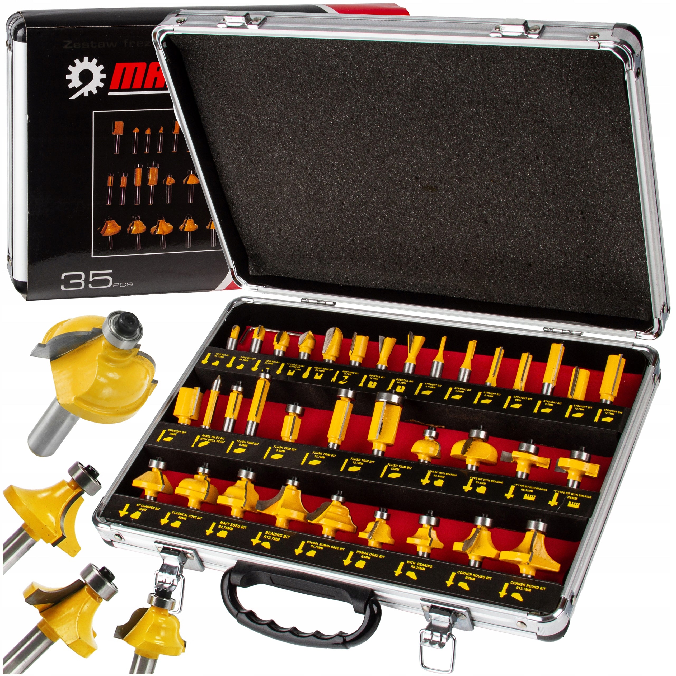 SHAPED WOOD CUTTERS 35 el MILLING MACHINE CUTTER SET