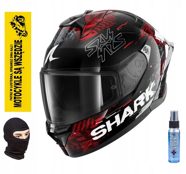 SHARK INTEGRAL HELMET SKWAL SKWAL CUP SPEED-VIB BLK RED SILVER XS + FREEBIES