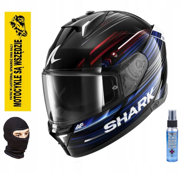 SHARK INTEGRAL HELMET SKWAL i3 LIGHT-BLUR BLACK RED BLUE S + FREEBIES