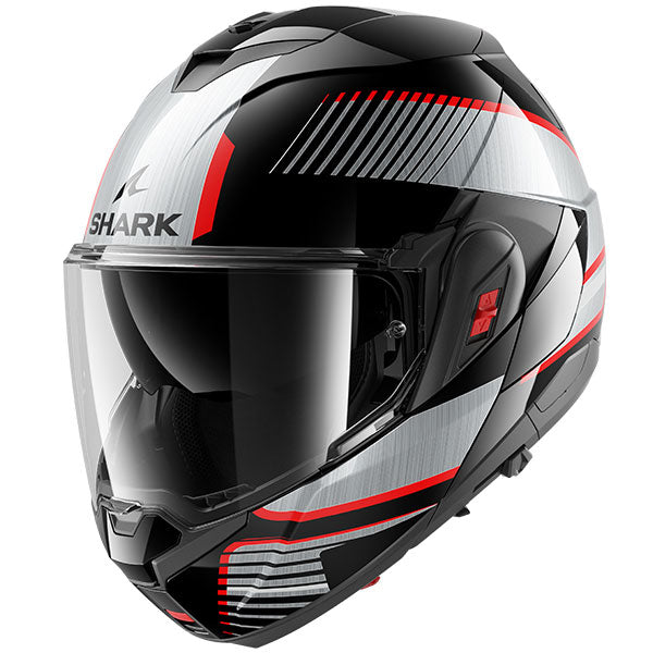 SHARK OXO BLACK RED SILVER MODULAR JAW MOTORCYCLE HELMET