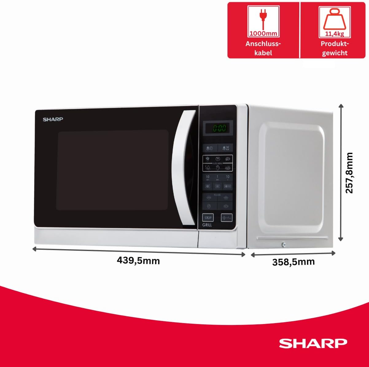 SHARP Microwave Grill R642INW 800W 20L Defrosting Black Countertop Brand Sharp