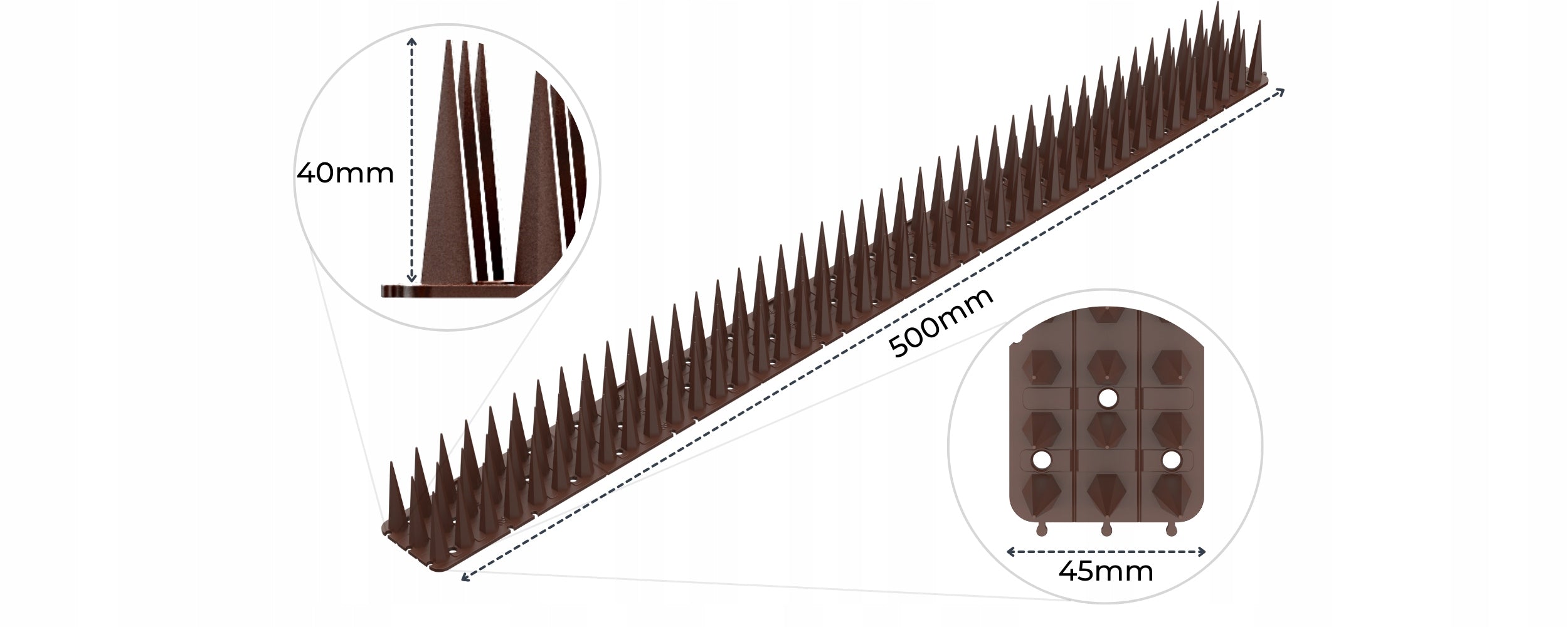 SHARP SPIKES birds pigeons against birds HIGHEST 4cm ANTHRACITE GREY 7016 Manufacturer code KOL-1-40-50-09