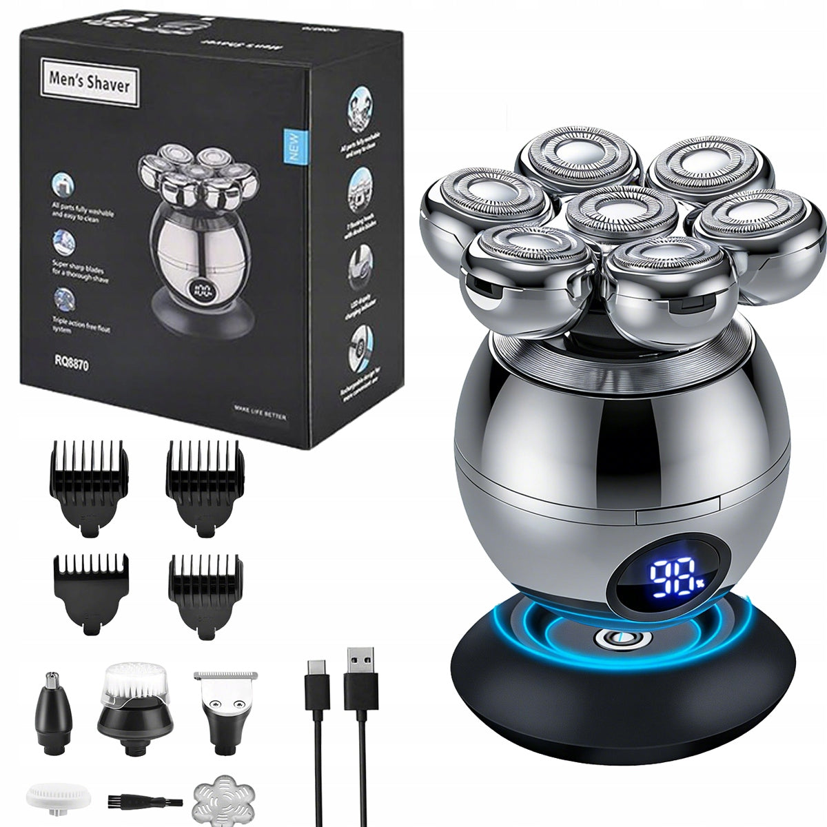 SHAVER MEN'S BEARD FACE SHAVER ELECTRIC TRIMMER 7D