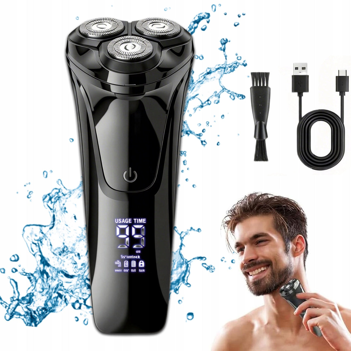 SHAVER MEN'S TRIMMER BEARD CLIPPER WET&DRY USB