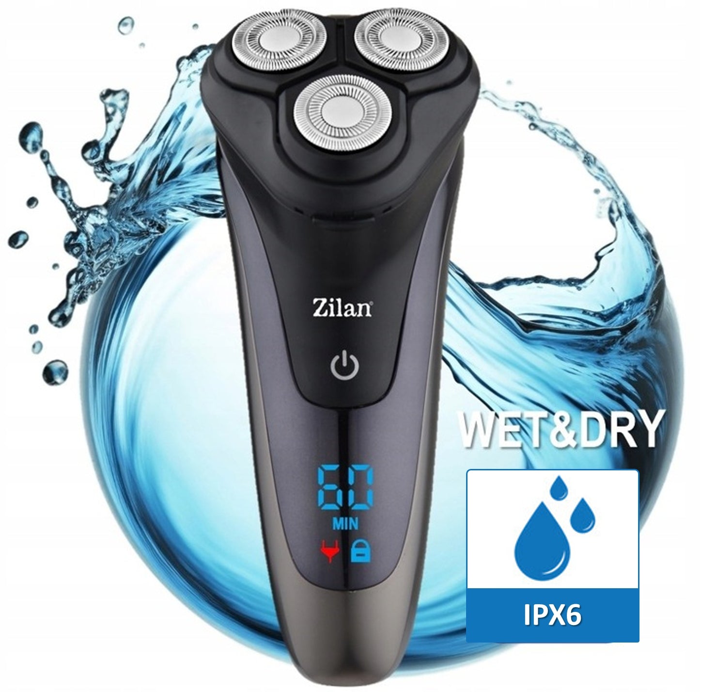 SHAVER MEN'S TRIMMER RAZOR WATERPROOF WET&DRY USB KRONOS Manufacturer code ZLN8733