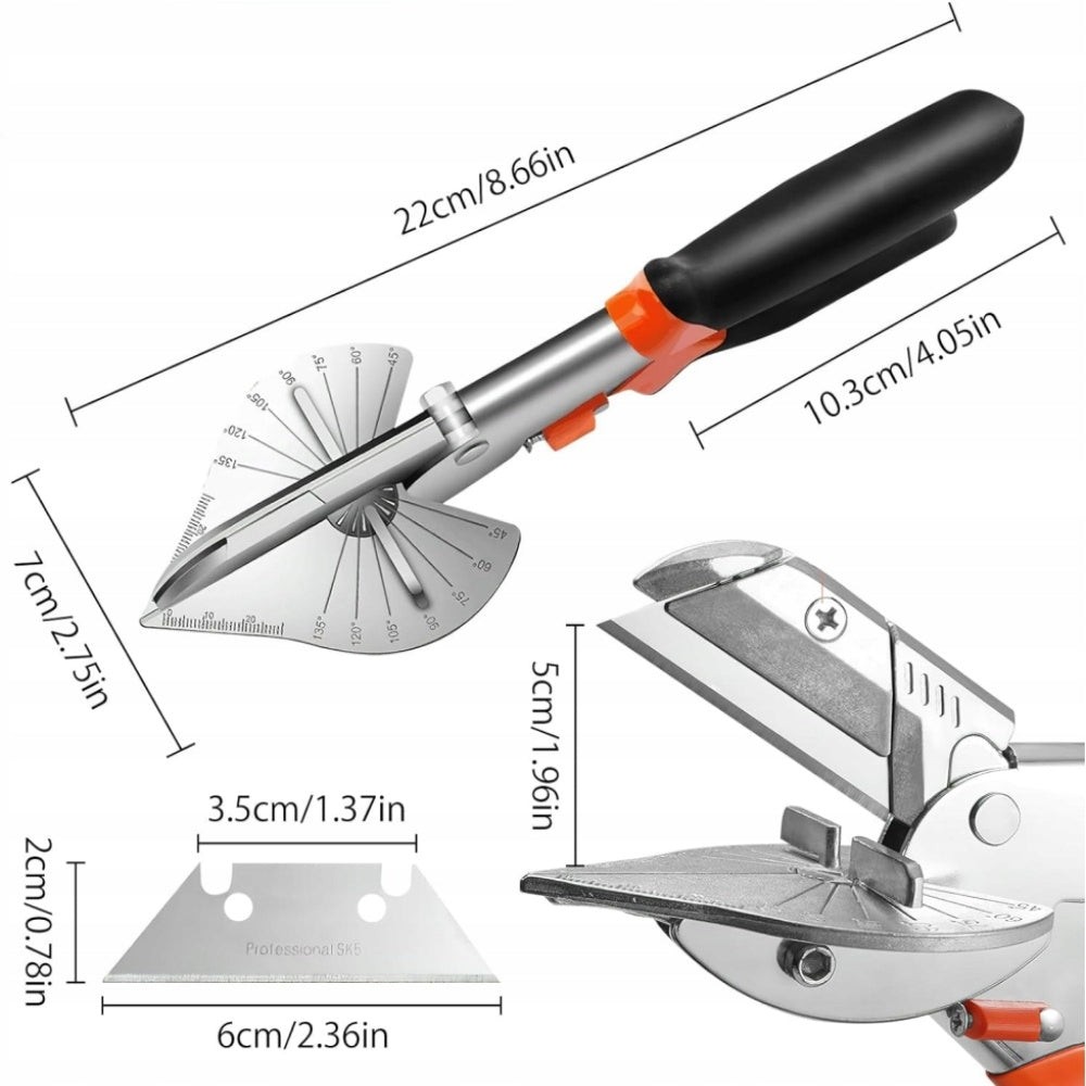 SHEARS FOR CUTTING AGAINST SEALS PROFILE STRIPS WITH PROTRACTOR 10 blades Manufacturer code Nóż pomarańczowy