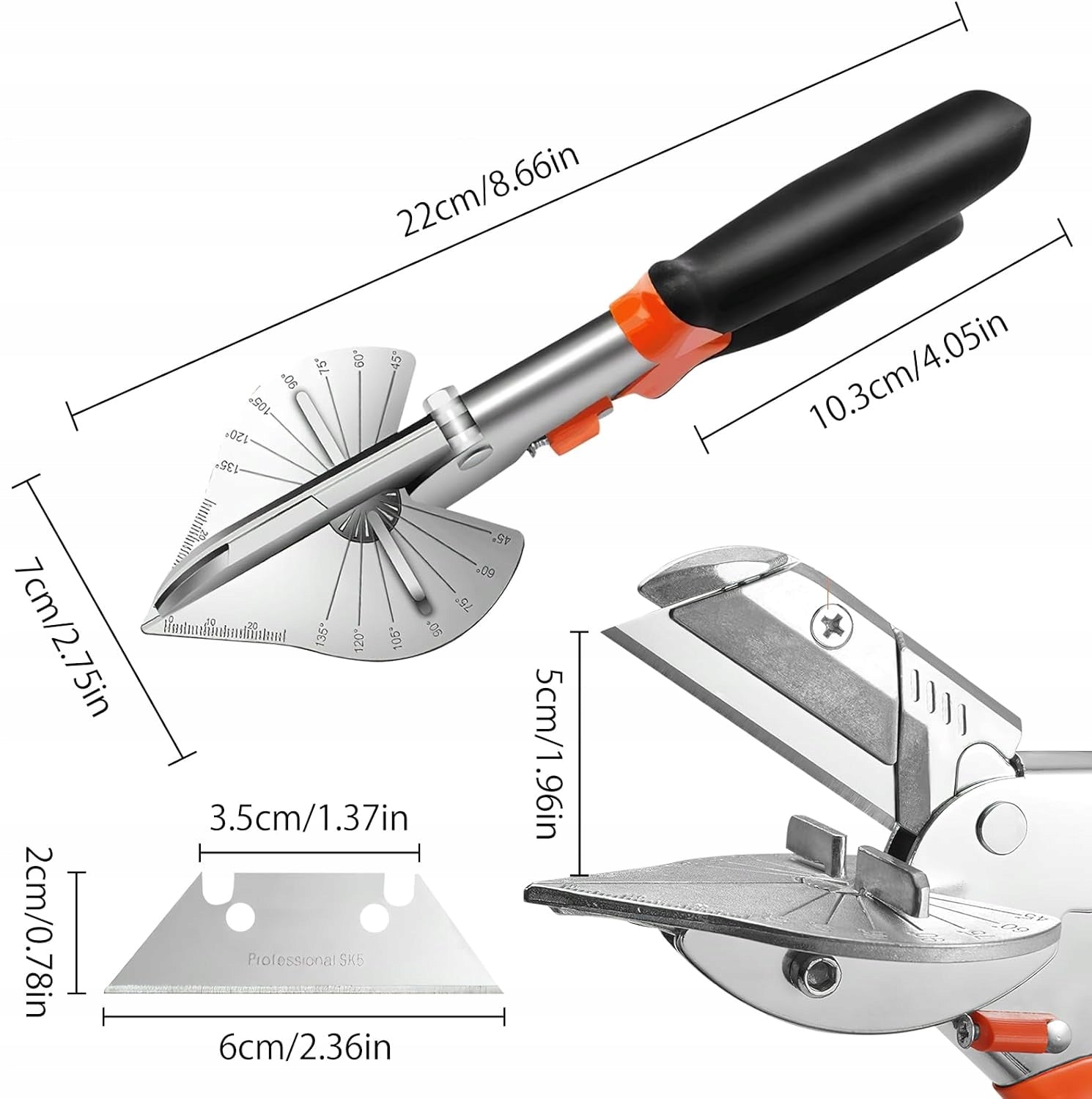 SHEARS FOR CUTTING AGAINST SEALS PROFILE STRIPS WITH PROTRACTOR +2*blade Packaging status original