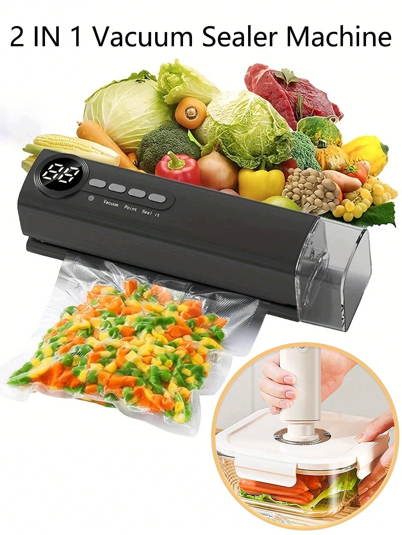 SHEIN BLACK WIRELESS VACUUM SEALER Black 1ŁA Brand no brand