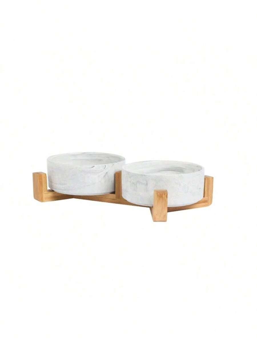 SHEIN CAT BOWLS CERAMIC GREY WITH STAND 2 PACK 13/5 1ŁA