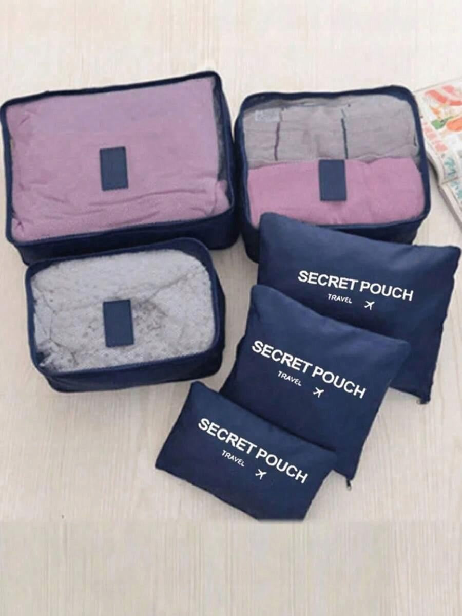 SHEIN NAVY BLUE SUITCASE ORGANIZER S07__6-PACK Color blue