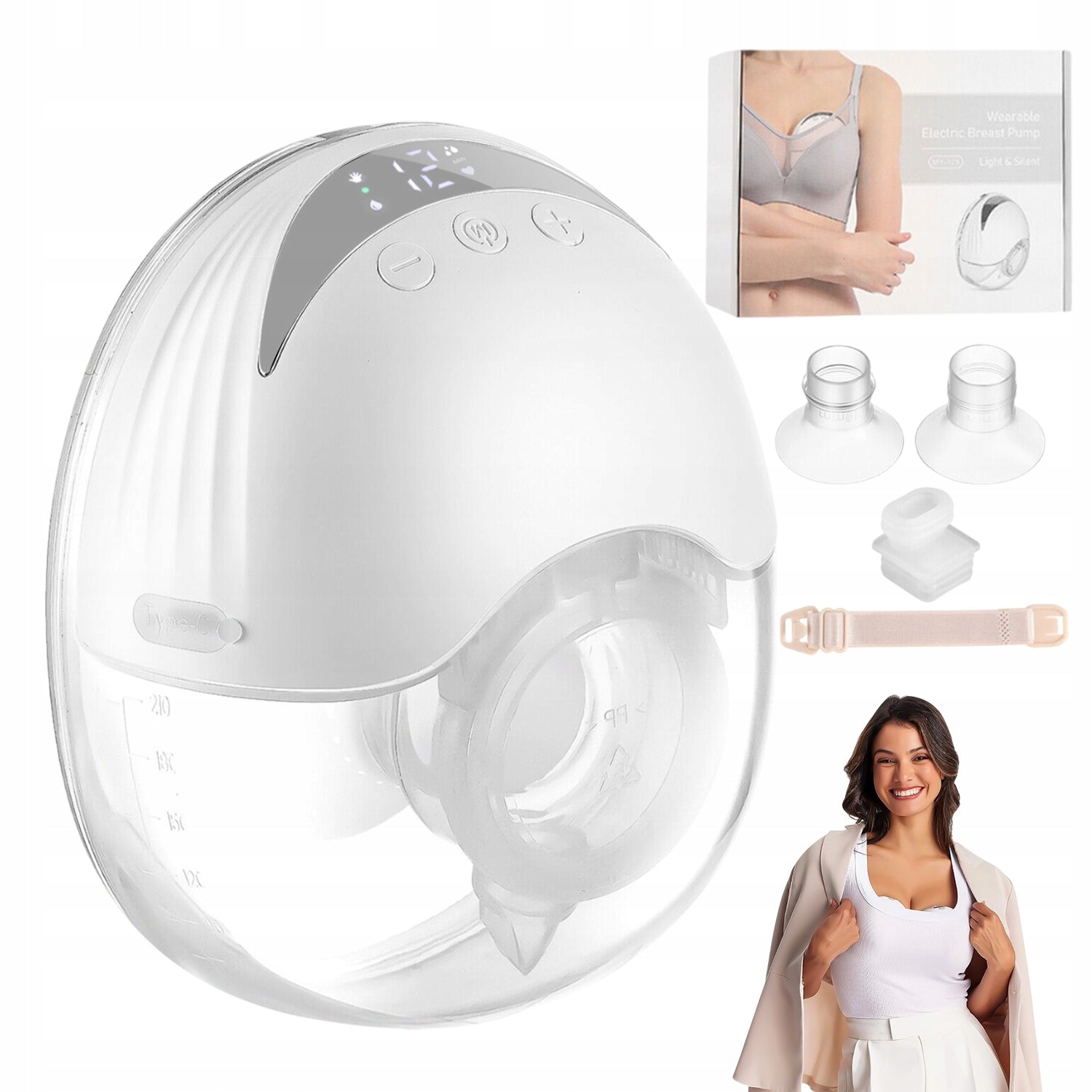 SHELL BREAST PUMP ELECTRIC WIRELESS HANDS-FREE 4 MODES 12 LEVEL