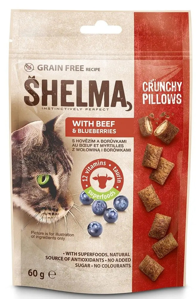 SHELMA Grain-Free Cat Foundations, Beef/Berry, 8 x 60 g