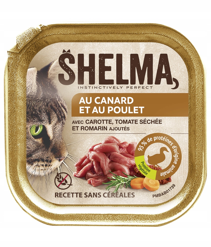 SHELMA WET CAT FOOD FOR ADULT CATS 100G PATTY DUCK CHICKEN CARROTS