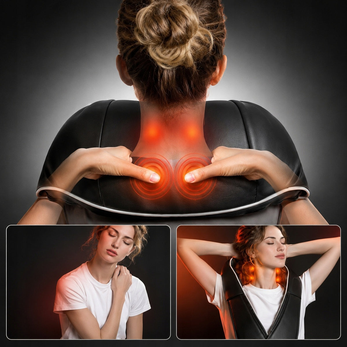 SHIATSU MASSAGER NECK MASSAGE COLLAR BACK SHOULDERS HEATING BODY Packaging status original