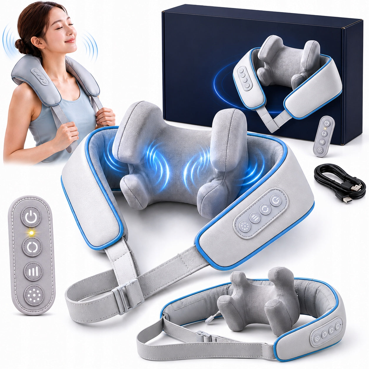 SHIATSU NECK MASSAGER BODY HEATED MASSAGE BELT PRO+