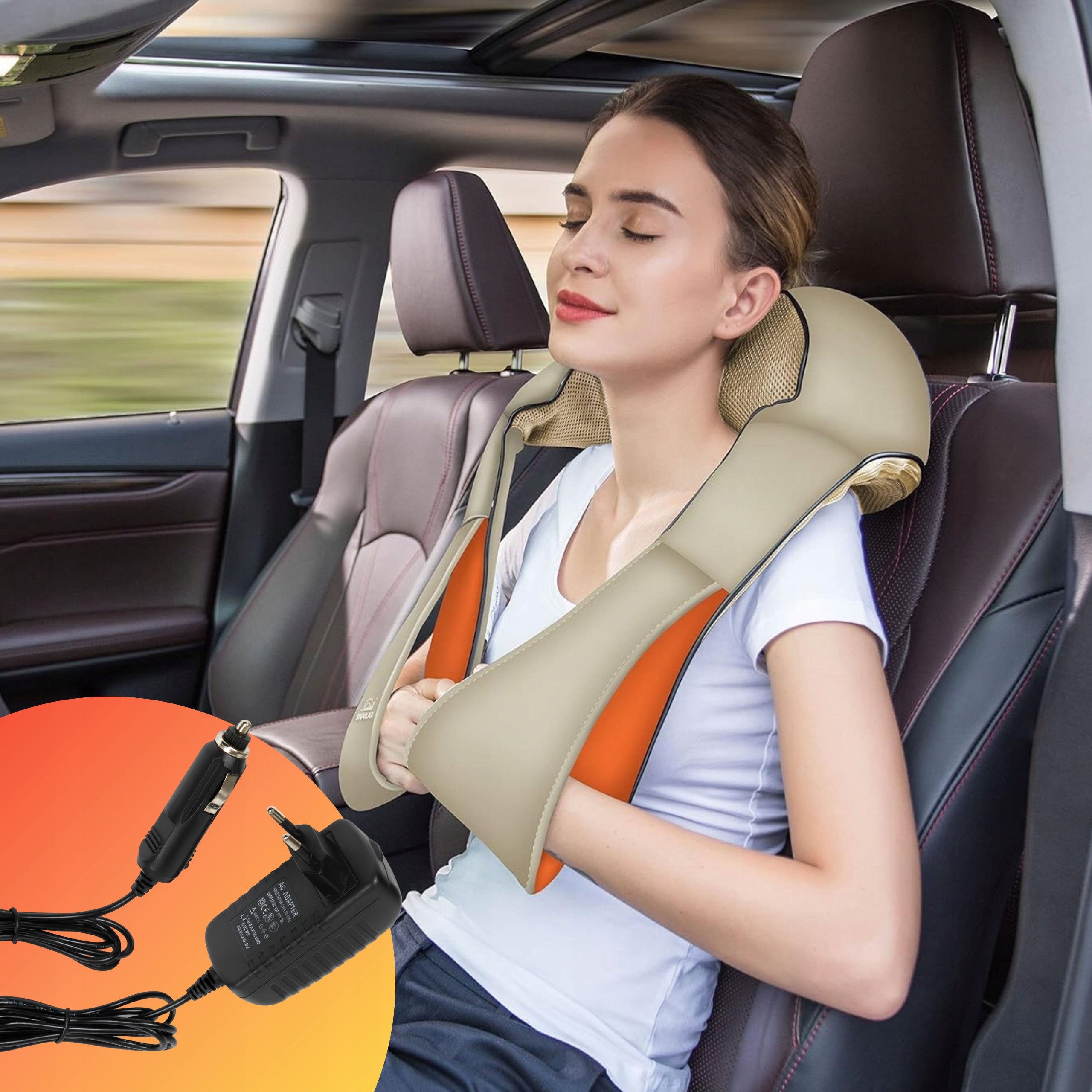 SHIATSU NECK MASSAGER SHOULDER MASSAGE HEADS FOR HOME AND CAR MASSAGE Brand Aptel