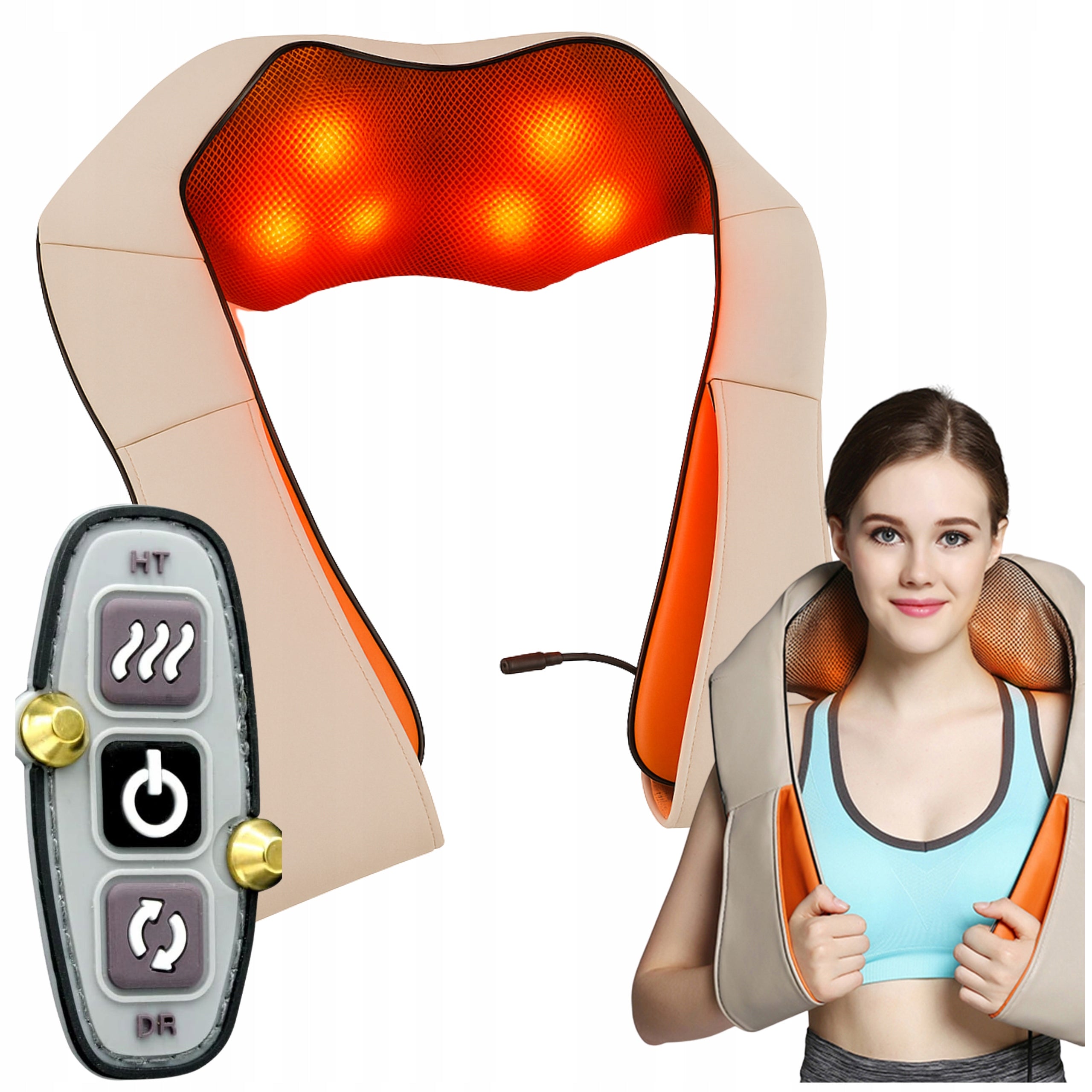 SHIATSU NECK MASSAGER SHOULDER MASSAGE HEADS FOR HOME AND CAR MASSAGE