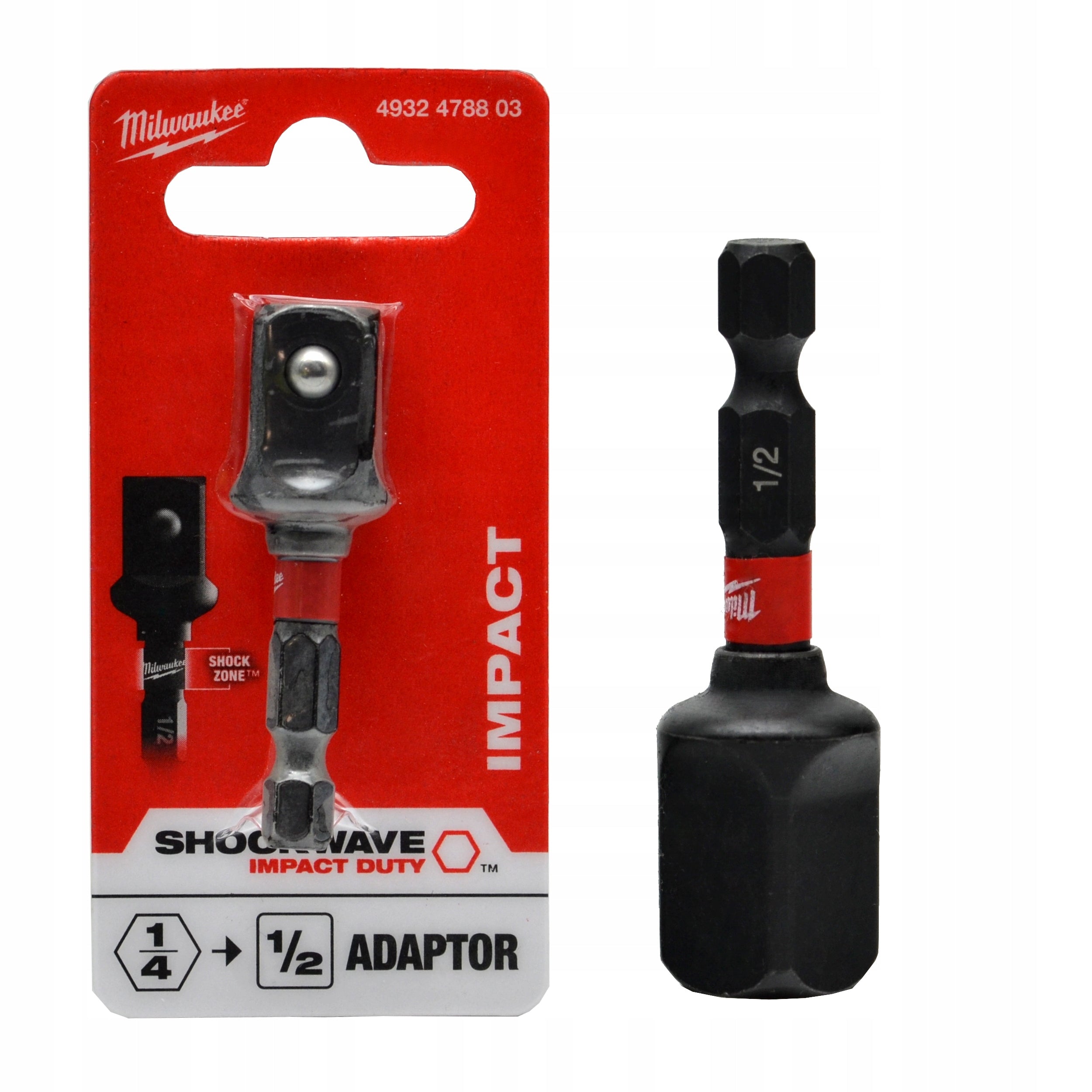 SHOCKWAVE SQUARE ADAPTER WITH 1/4" HEX PER SQUARE 1/2" BIT ADAPTER