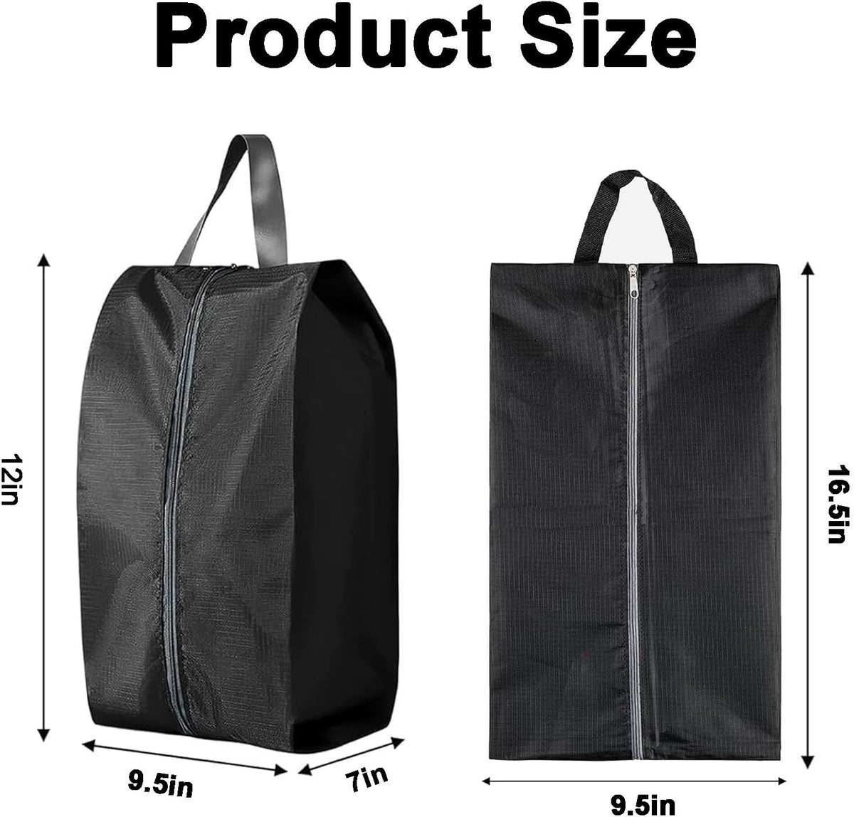 SHOE BAG PORTABLE WATERPROOF ZIPPER HANDLE Color black