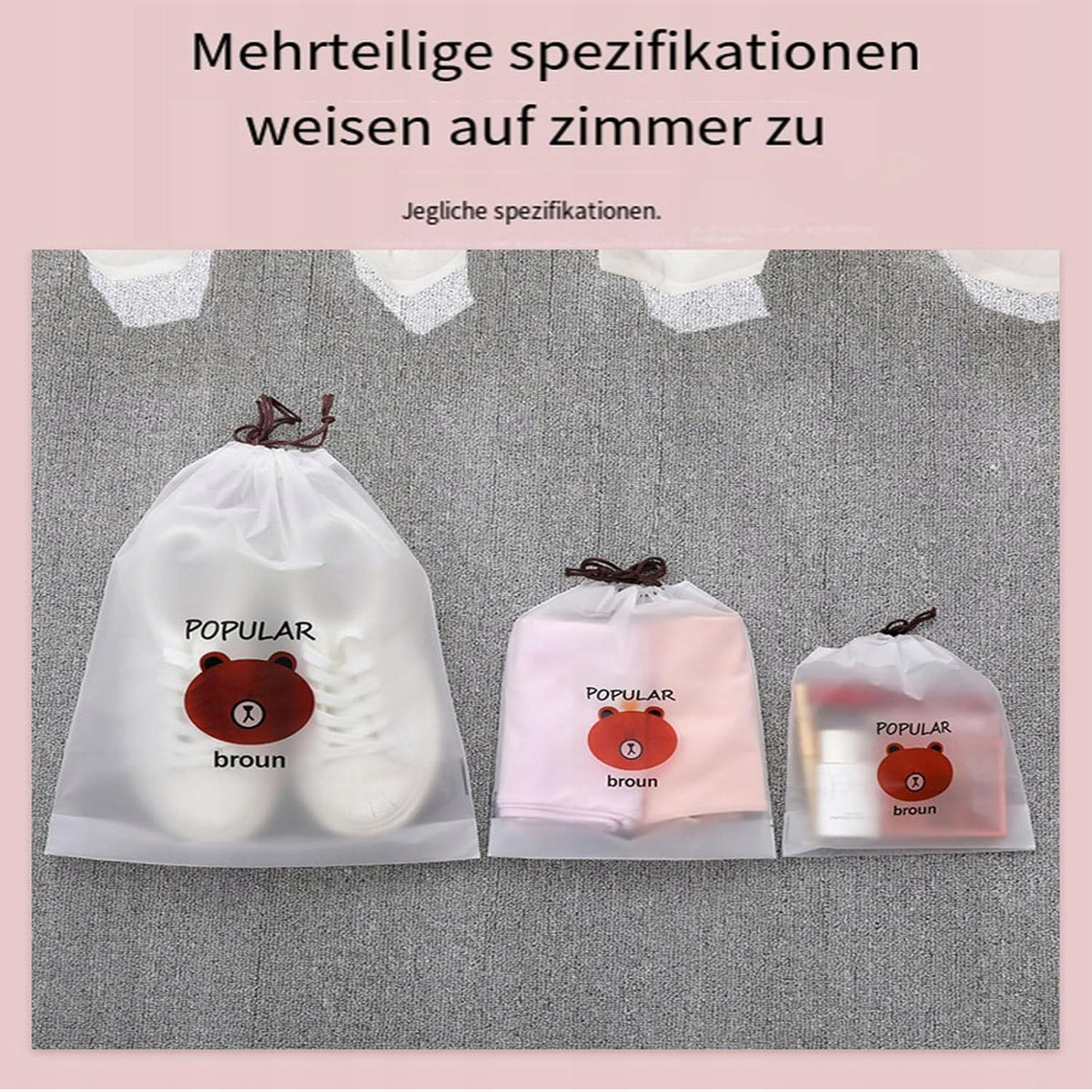 SHOE BAGS 10 PIECES SET 30X40CM 20X30CM DRAWSTRING Color white
