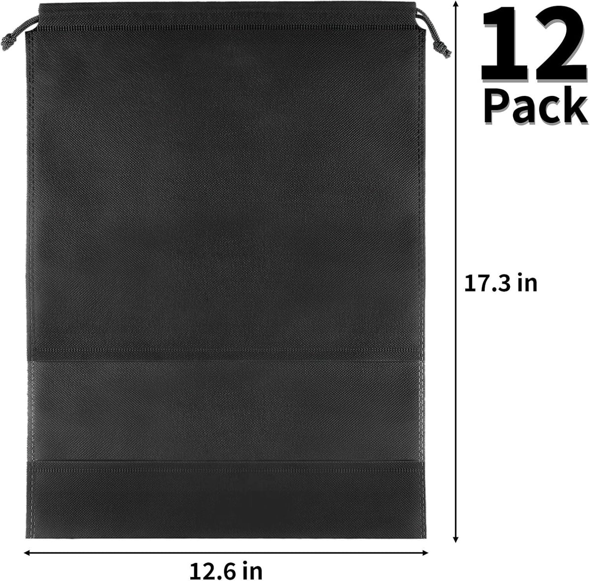 SHOE BAGS SET OF 12 TRAVEL BLACK WITH ROPE ORGANIZERS Color black