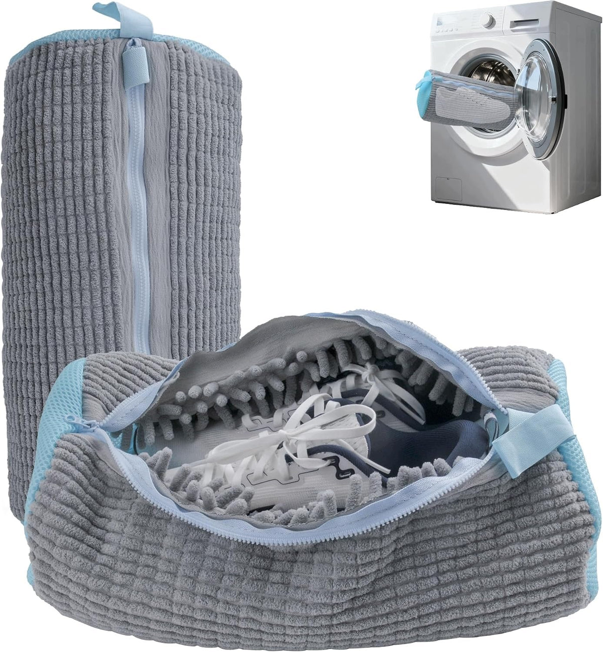 SHOE WASHING BAG GREY COMPACTED HIDDEN ZIPPER