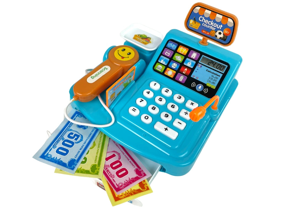 SHOP CASH REGISTER WITH SCANNER AND SCALE + ACCESSORIES - BATTERY OPERATED Packaging status original