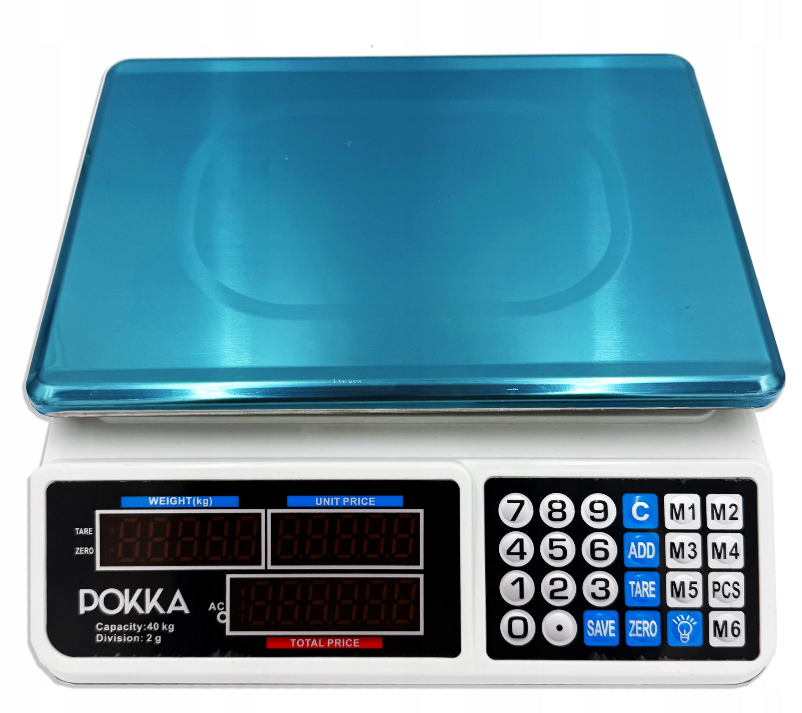 SHOP SCALE ELECTRONIC STORAGE LCD 40kg/2g BATTERY Manufacturer code POKKA FRUIT WEIGHT2