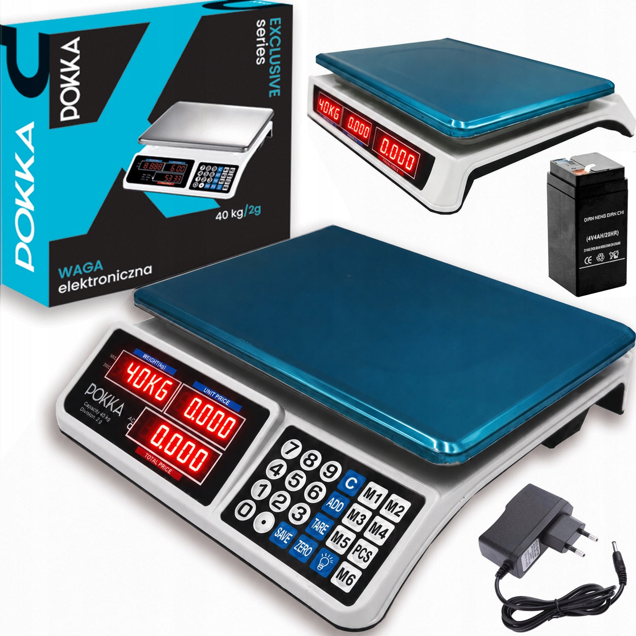 SHOP SCALE ELECTRONIC STORAGE LCD 40kg/2g BATTERY