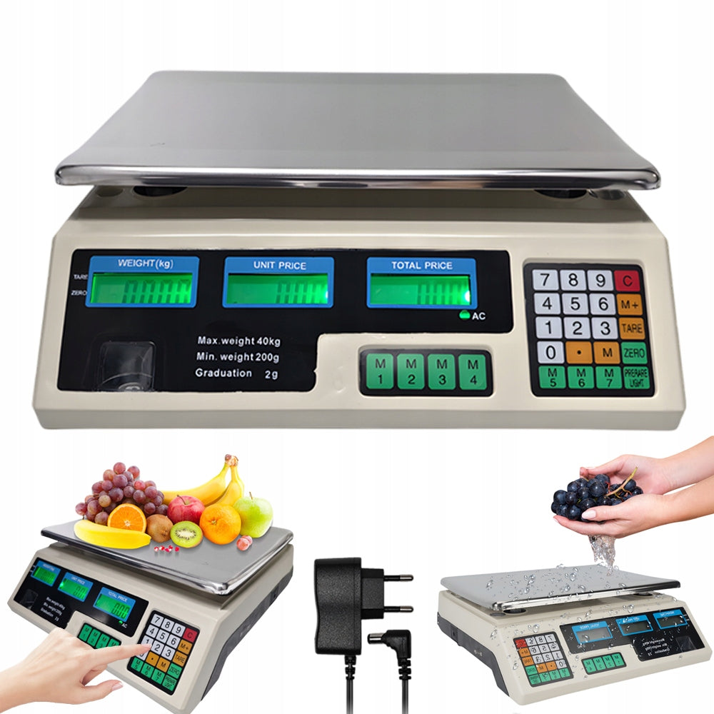 SHOP SCALE PRECISION ELECTRONIC SCALE 40KG STAINLESS STEEL