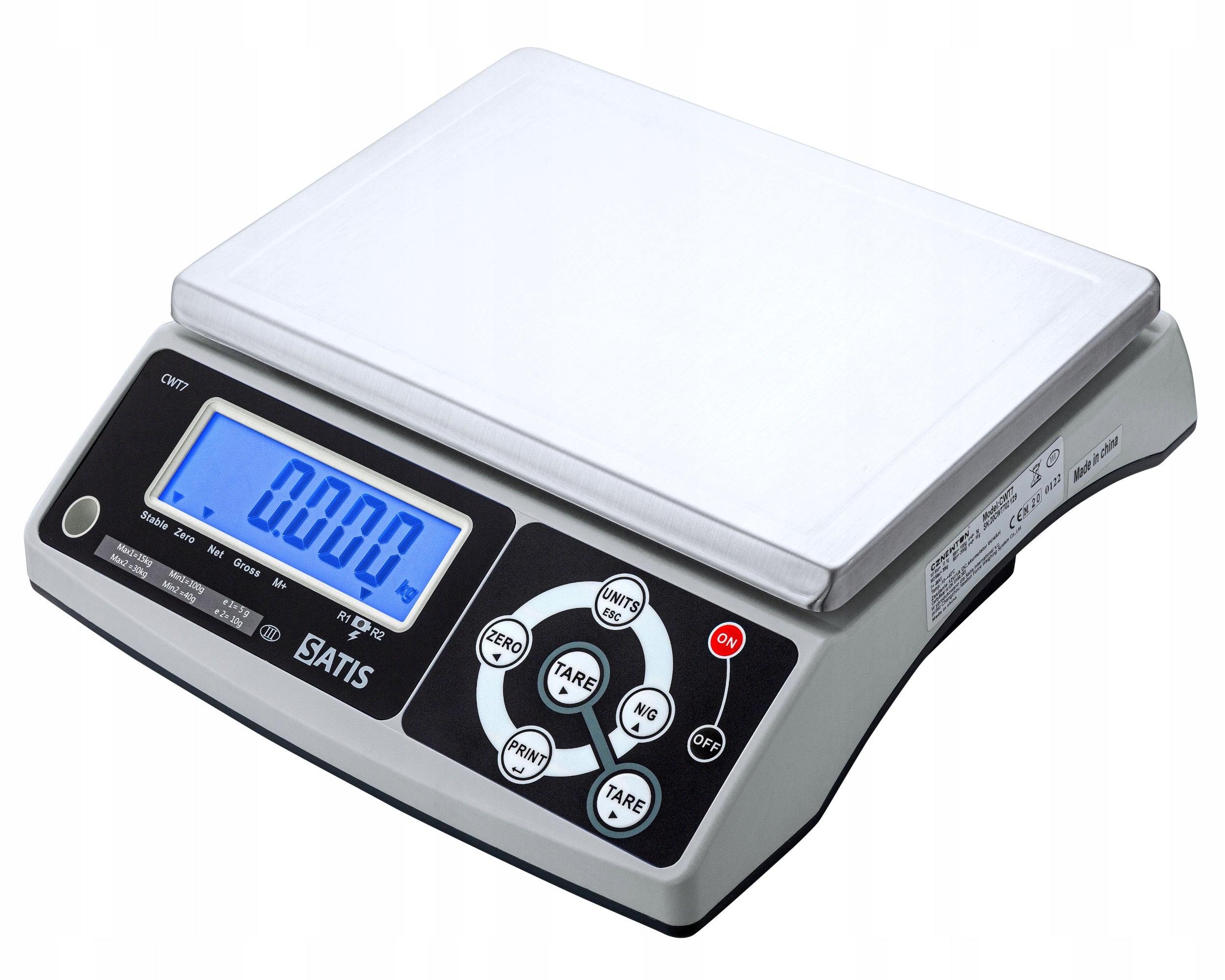 SHOP SCALE WITH LEGALIZATION UP TO 15KG ELECTRONIC ACCURATE TO STORE LCD Manufacturer code SATIS CWT-7 6/15kg