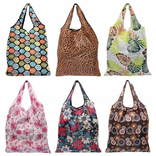 SHOPPING BAG FOLDABLE WATERPROOF REUSABLE 6 PIECES Brand no brand