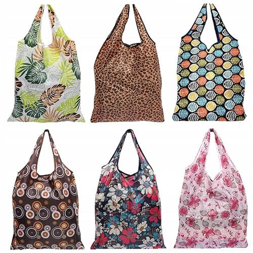 SHOPPING BAG FOLDABLE WATERPROOF REUSABLE 6 PIECES