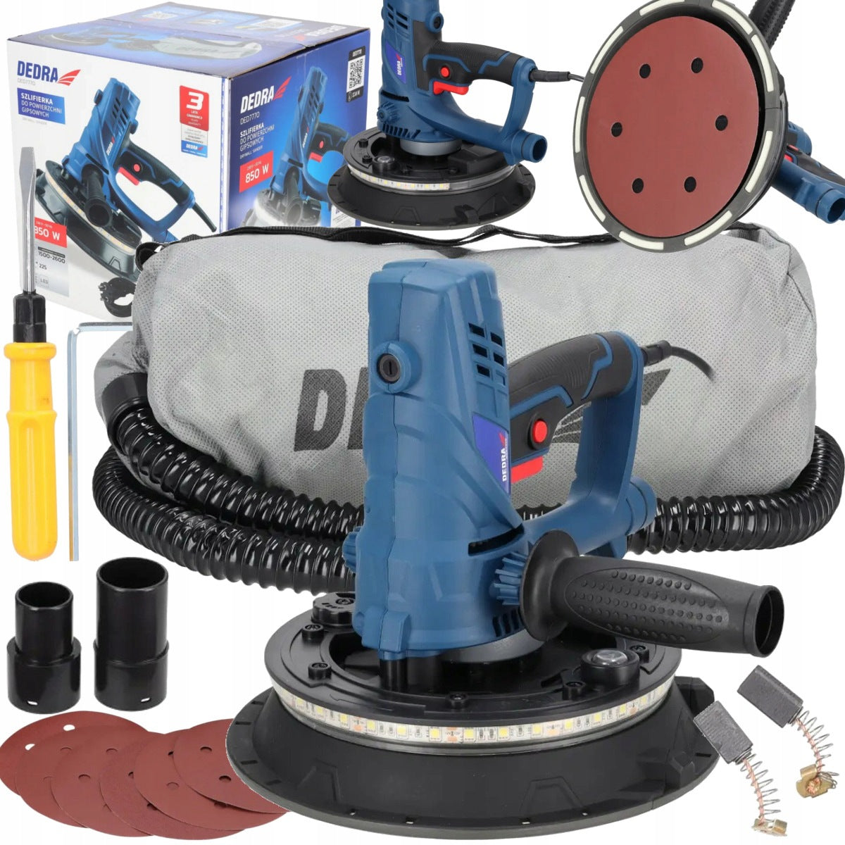 SHORT SANDER FOR PLASTER DEDRA WITH BAG 850W DISC 225 MM