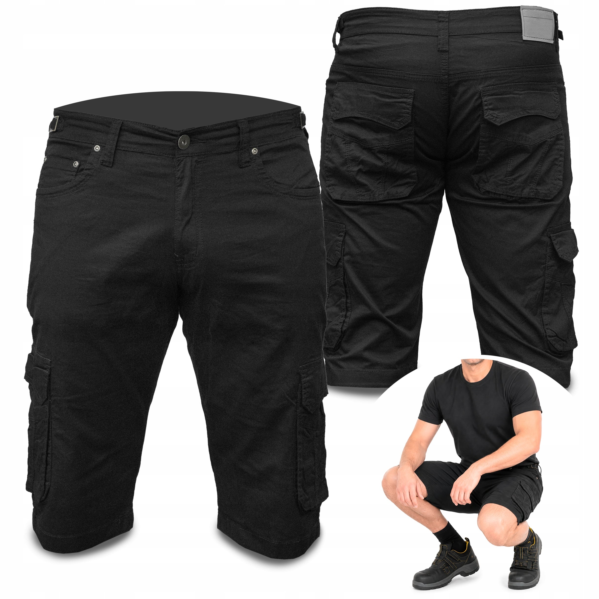 SHORTS WORK PANTS MEN JEANS ELASTIC TROUSERS COTTON