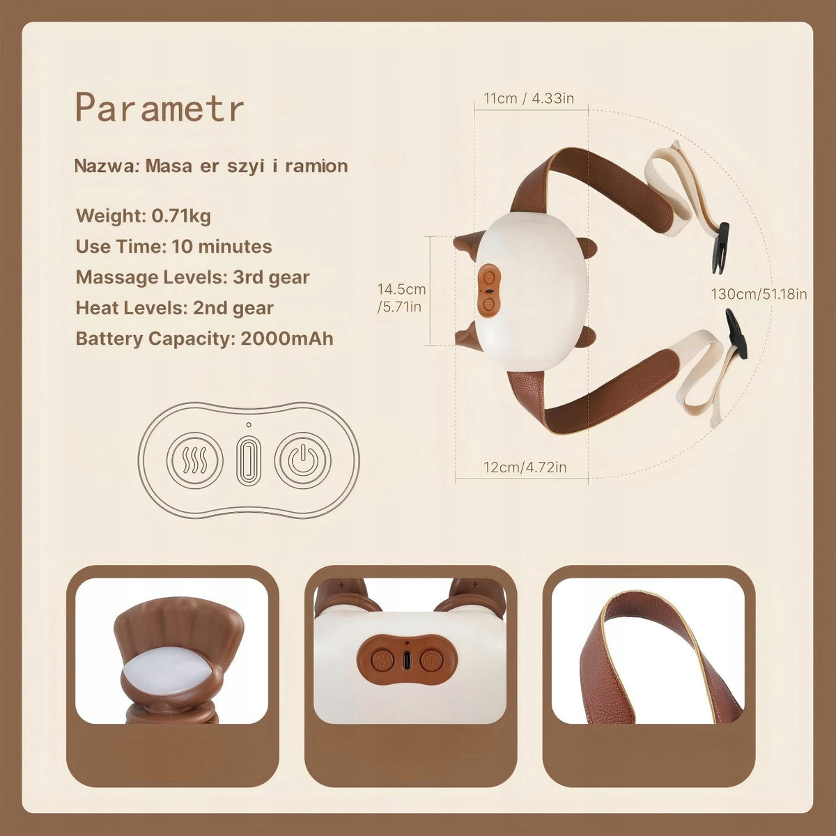 SHOULDER AND BACK NECK MASSAGER 4D SHIATSU HEATING 3 WIRELESS MODES Packaging status original