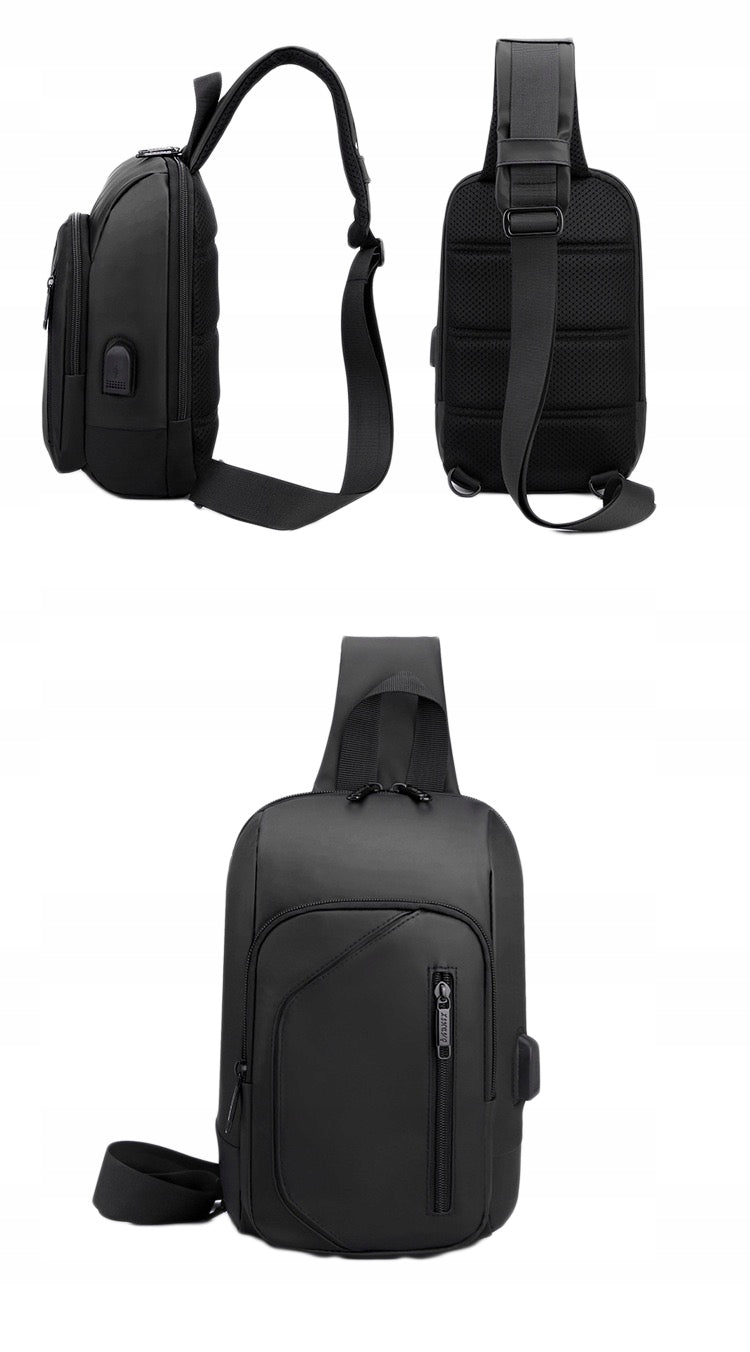 SHOULDER BACKPACK BUM BAG BLACK POUCH WATERPROOF USB PLUG FOR POWERBANK Brand TEKAN