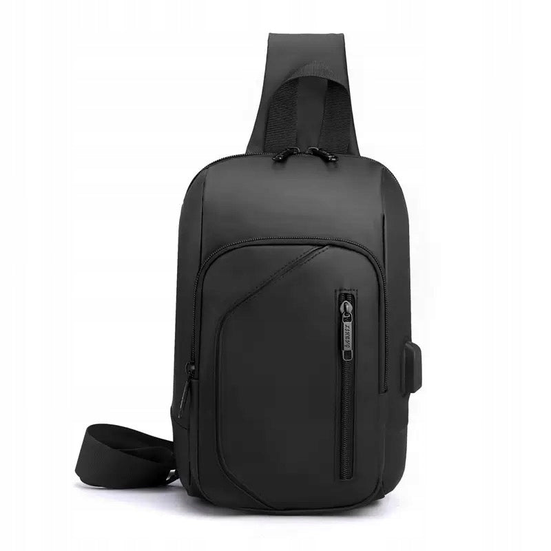 SHOULDER BACKPACK BUM BAG BLACK POUCH WATERPROOF USB PLUG FOR POWERBANK Packaging status original