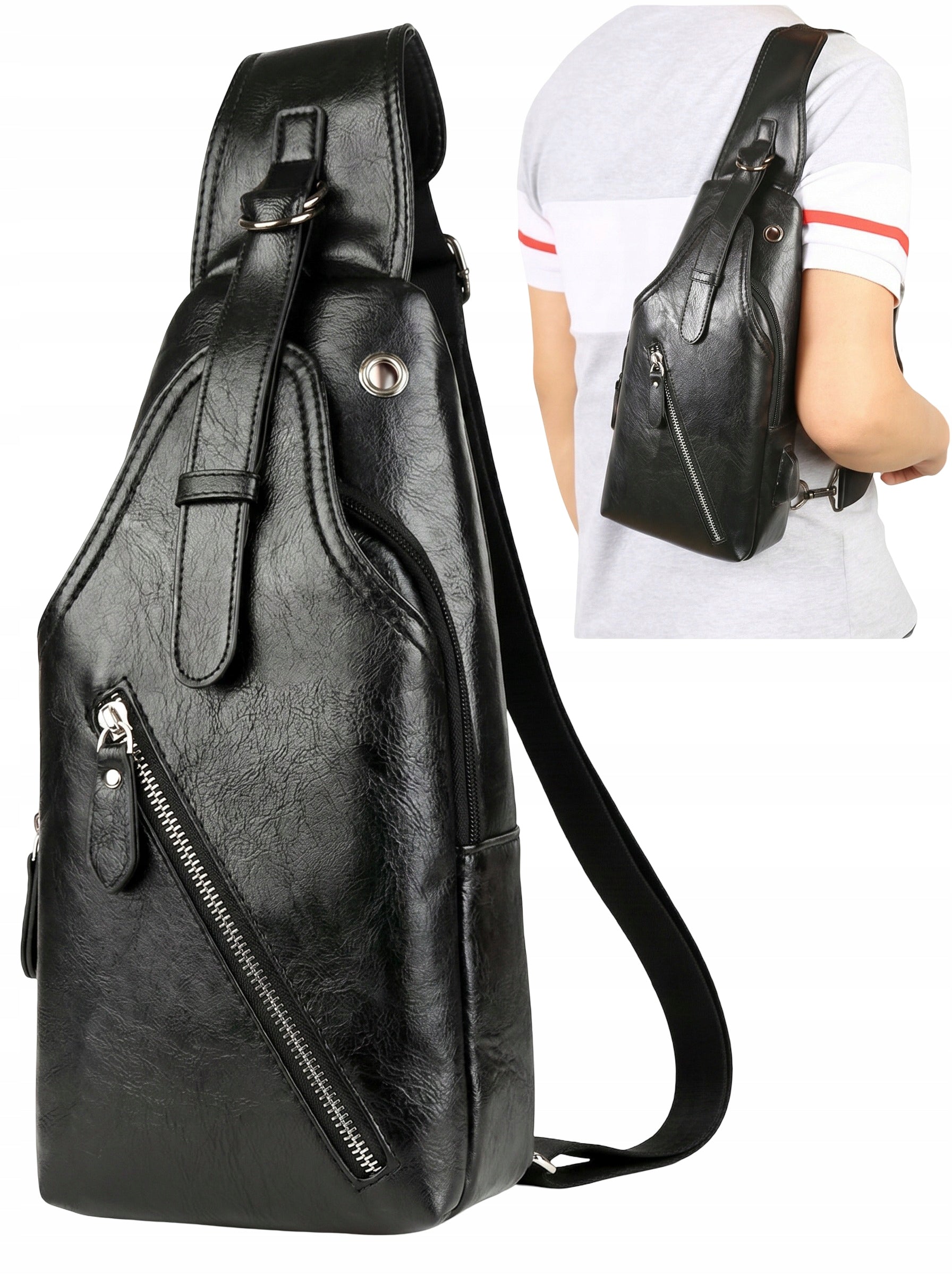 SHOULDER BACKPACK MEN'S SACHET LIGHT WITH POCKET BLACK