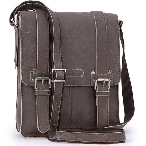 SHOULDER BAG MEN'S LEATHER ANTIQUED CROSSBODY TABLET CROSSBODY