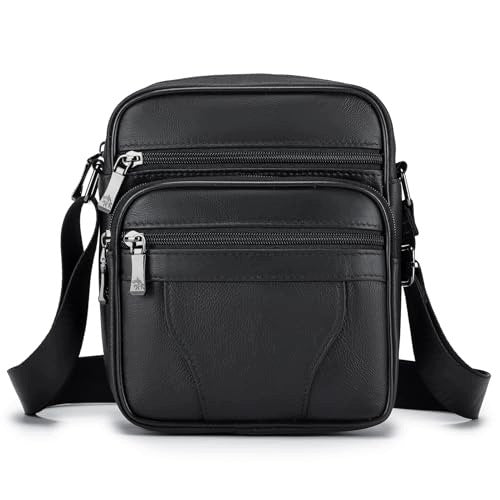 SHOULDER BAG MEN'S LEATHER SMALL BLACK FOR MAN GIFT leather Brand no brand