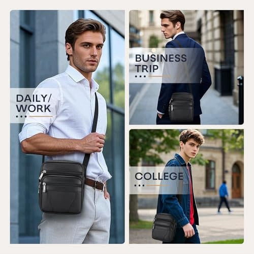 SHOULDER BAG MEN'S LEATHER SMALL BLACK FOR MAN GIFT leather Manufacturer code Producent niezależny