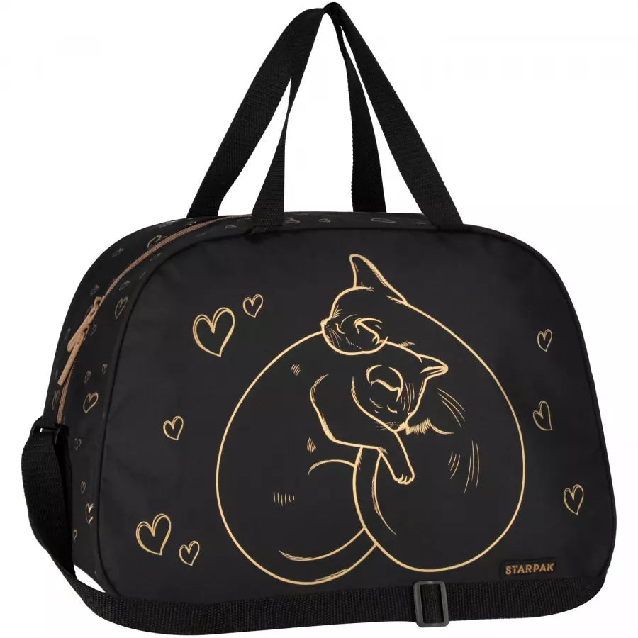 SHOULDER BAG STARPAK GOLD KITTENS HEART SCHOOL GIRL 553166 Packaging status original