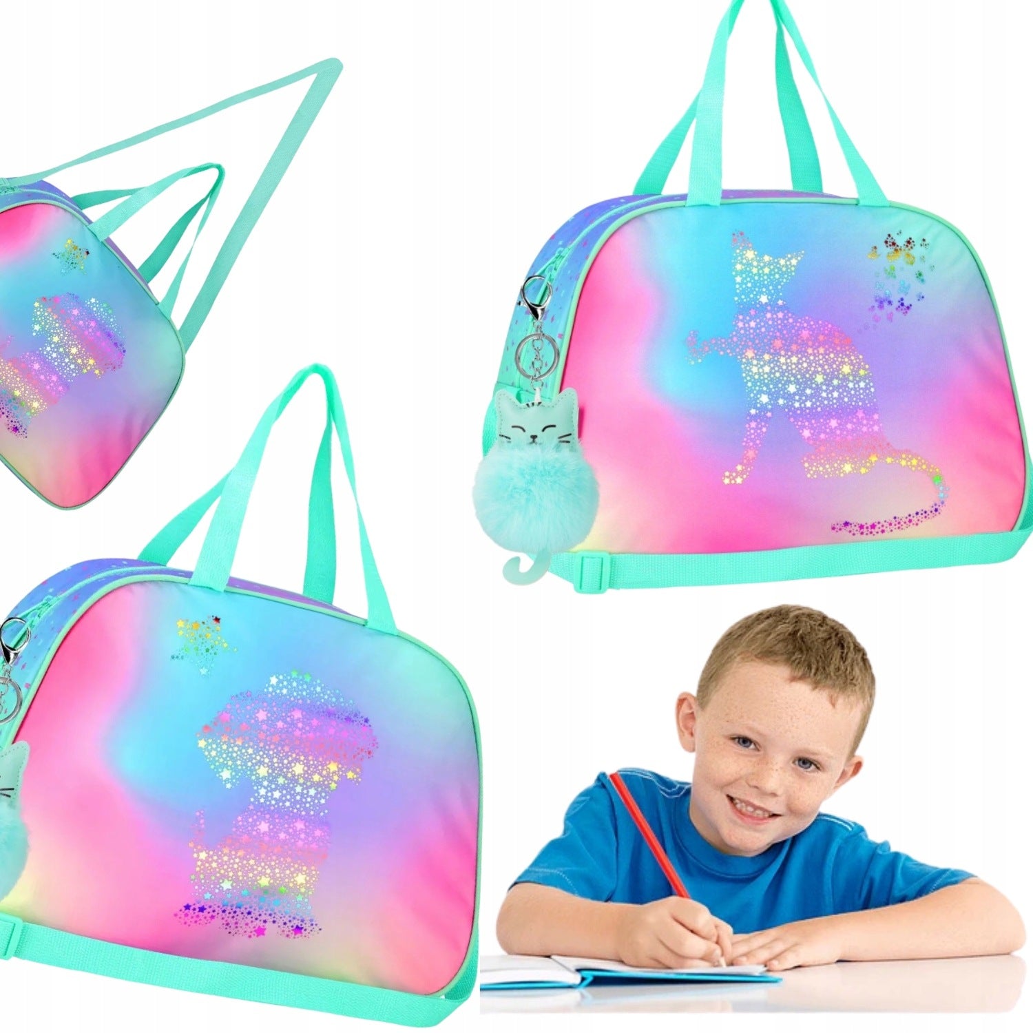 SHOULDER BAG STARPAK OMBRE KITTY DOGGY SCHOOL HOLOGRAM 553393