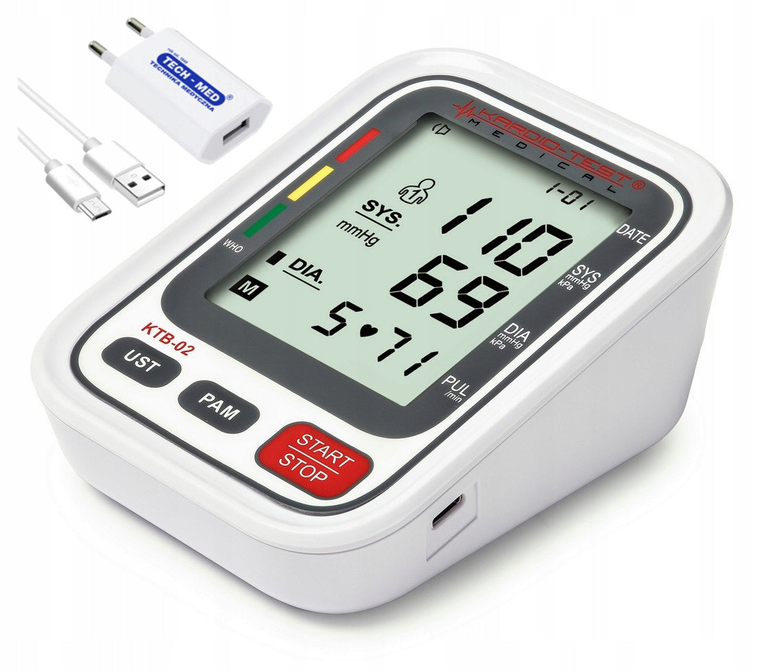 SHOULDER BLOOD PRESSURE MONITOR ARRHYTHMIA memory 2x99 USB-C POWER SUPPLY TECH-MED