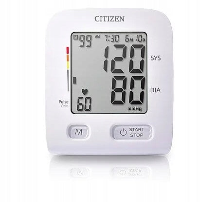 SHOULDER BLOOD PRESSURE MONITOR CITIZEN CUFF 22-42 ARRHYTHMIA CLOCK DATE CHUD517 Medical device yes