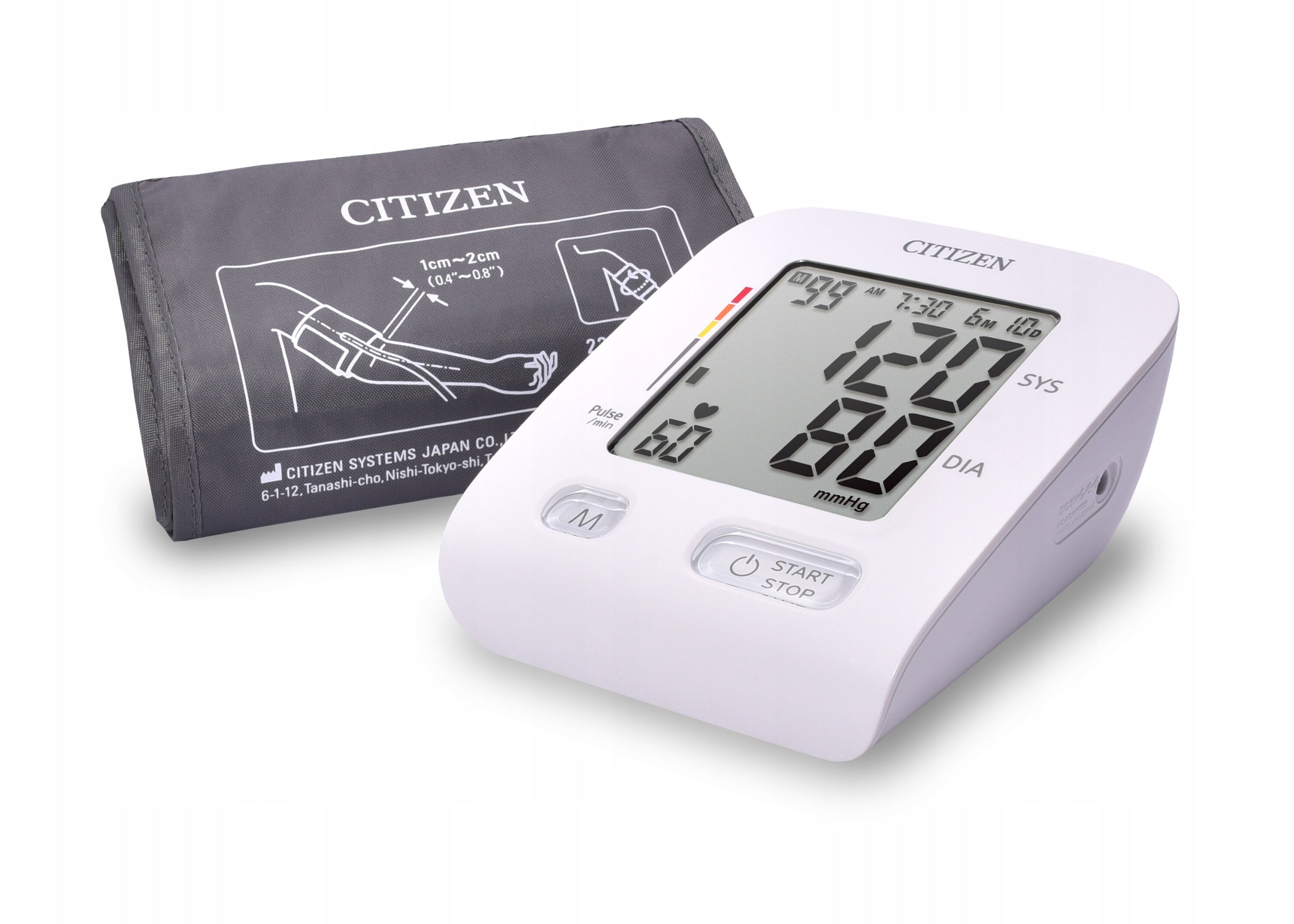 SHOULDER BLOOD PRESSURE MONITOR CITIZEN CUFF 22-42 ARRHYTHMIA CLOCK DATE CHUD517 Packaging status original